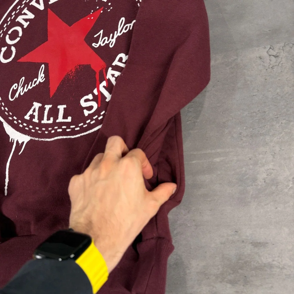 Converse Hoodie Kids XL Burgundy Maroon‎ Chuck Taylor All Star Graphic Pullover